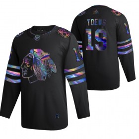 Chicago Blackhawks Hockeydrakt Jonathan Toews 19 2021-22 Iriserende holografisk Svart Authentic - Herre